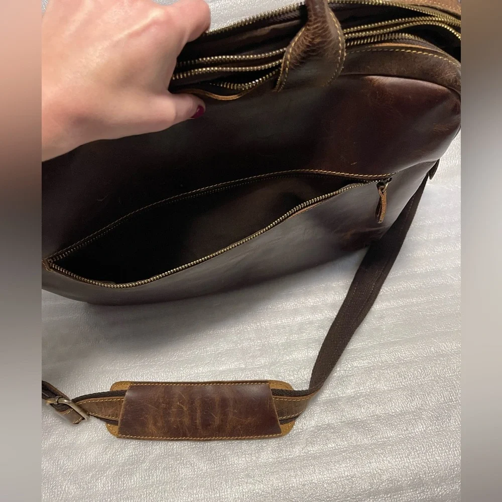 Vintage Kattee Genuine Leather Briefcase Messenger Bag - Brown - Full Size